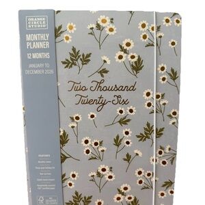 2026 Monthly Planner  12 month Planner Orange Circle Studio Boho Blue Flowers